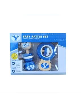 BYU BABY WOODEN RATTLE SET NEW IN BOX